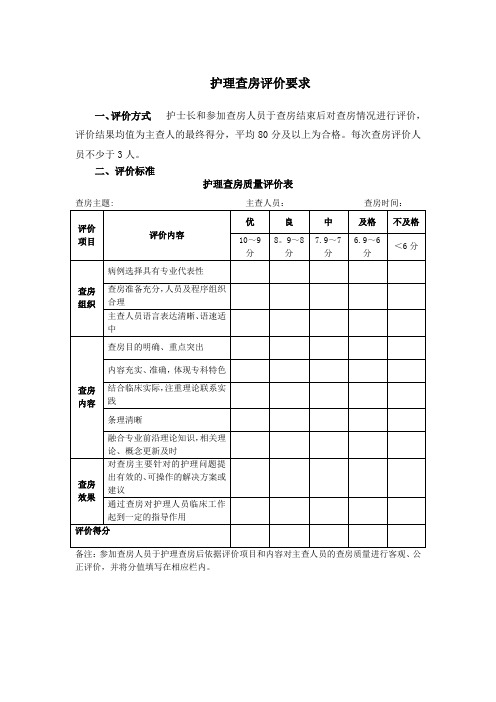 护理查房评价标准