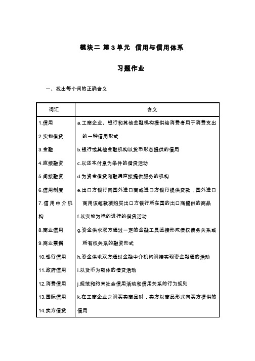 (2.3.28)--信用与信用体系：习题作业