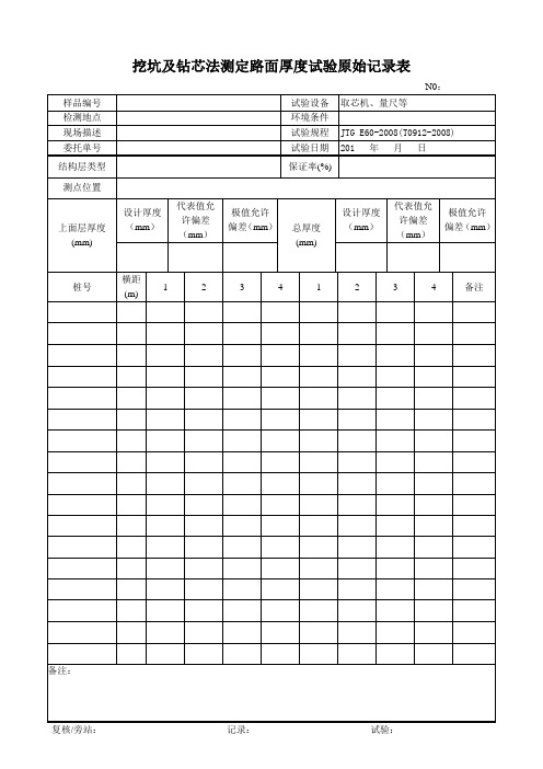 挖坑及钻芯法测定路面厚度试验 JTG