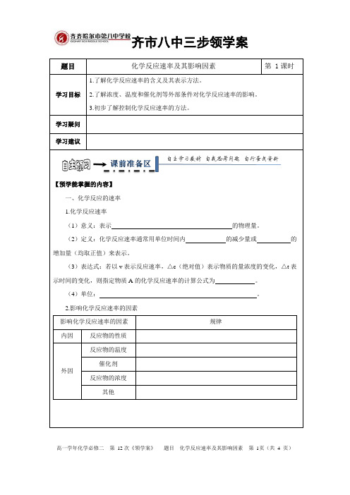 2.3化学反应的速率和限度(1)