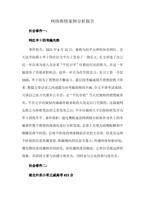 网络舆情案例分析报告