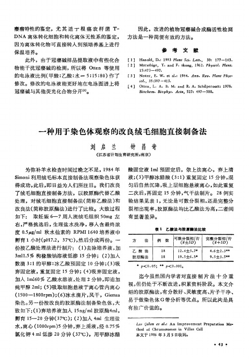 一种用于染色体观察的改良绒毛细胞直接制备法