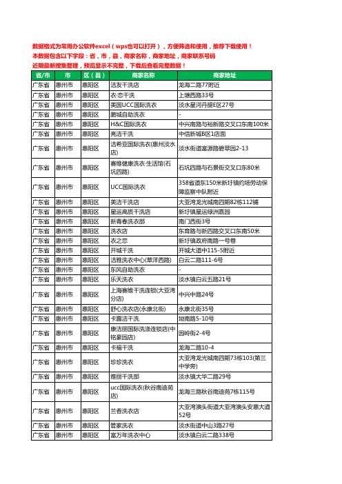 新版广东省惠州市惠阳区洗衣店工商企业公司名录名单黄页大全74家