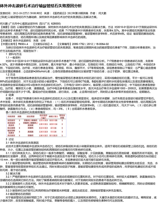 体外冲击波碎石术治疗输尿管结石失败原因分析