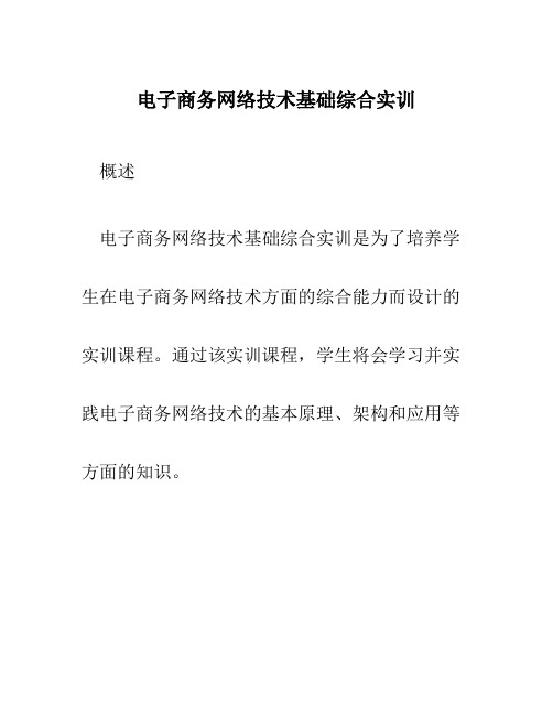 电子商务网络技术基础综合实训