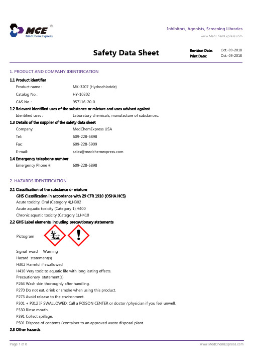 MK-3207-Hydrochloride-SDS-MedChemExpress