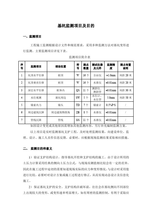 基坑监测项目及目的