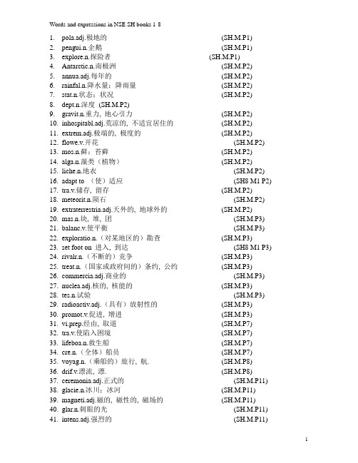 高中英语外研版必修八单词表