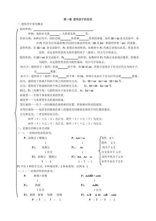 人教版教学教案高中生物必修二遗传与进化复习提纲 