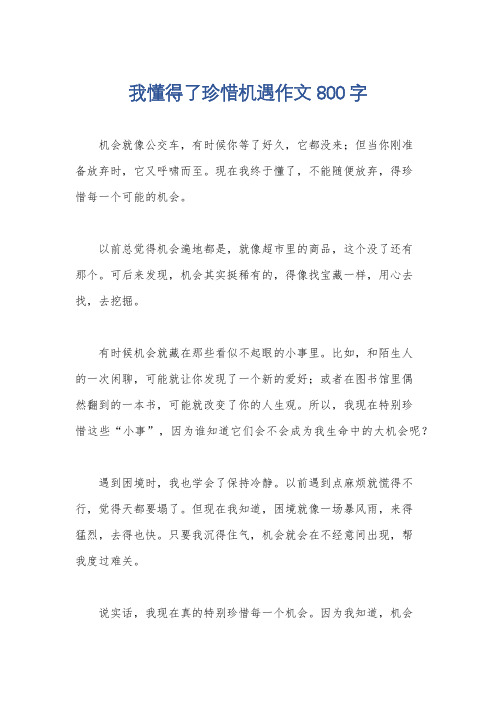 我懂得了珍惜机遇作文800字