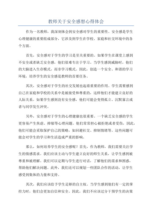 教师关于安全感想心得体会