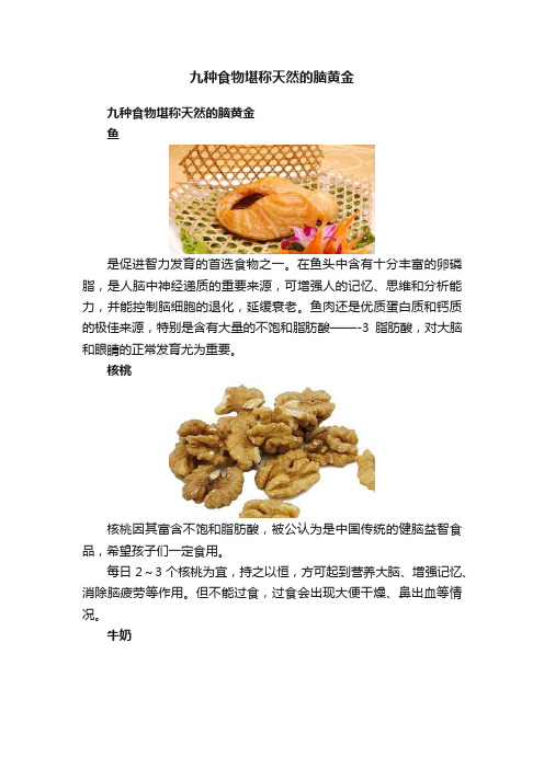 九种食物堪称天然的脑黄金