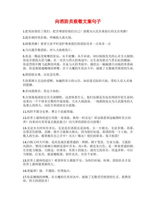 向消防员致敬文案句子