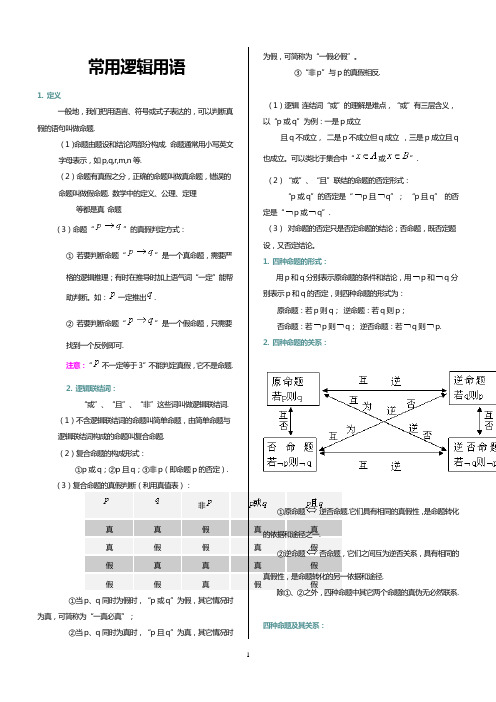 常用逻辑用语知识点