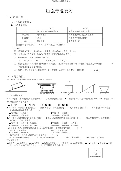 (完整版)压强专题复习