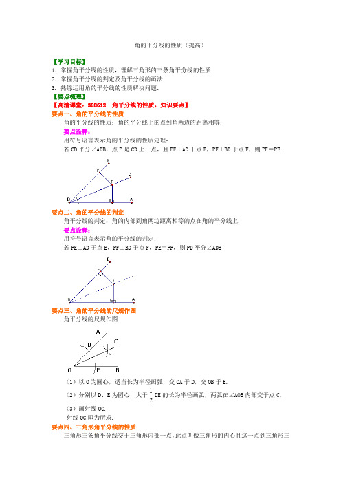 角的平分线的性质(提高)知识讲解