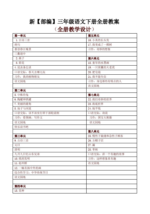 (最新)部编版三年级语文下册全册教案