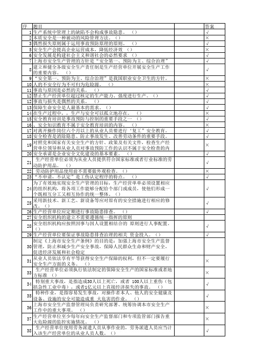 生产经营单位负责人安全生产管理习题集 是非题 道 