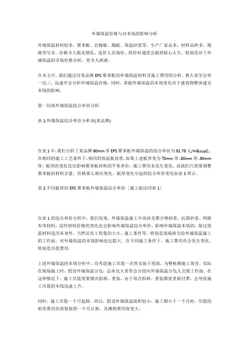 外墙保温价格与对成本的影响分析  