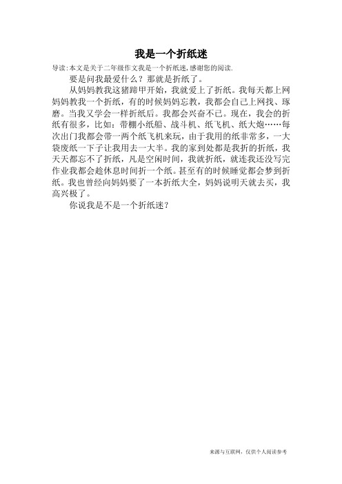 我是一个折纸迷_二年级作文