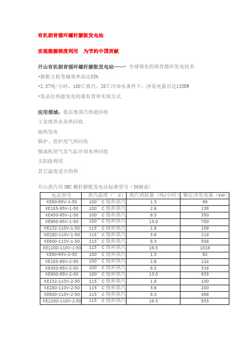 有机朗肯循环螺杆膨胀发电站