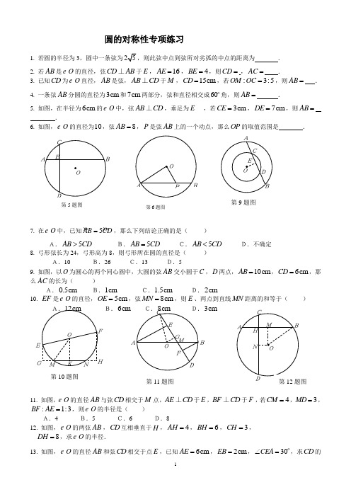 圆的对称性专项练习1