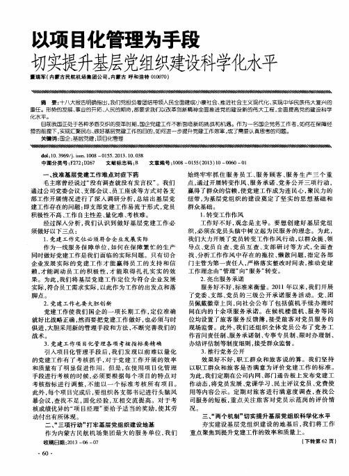 以项目化管理为手段切实提升基层党组织建设科学化水平