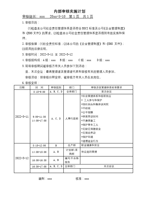 BSCI版社会责任内审检查表  报告