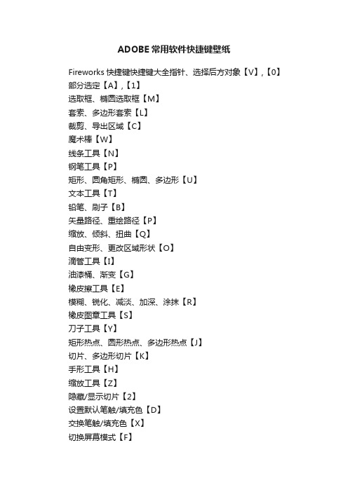 ADOBE常用软件快捷键壁纸