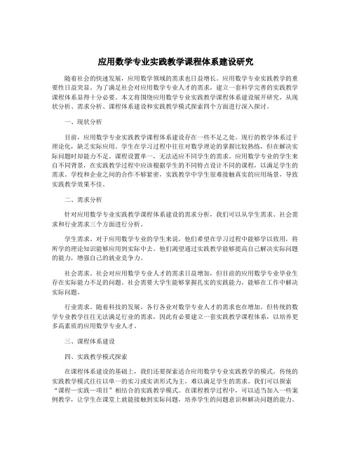 应用数学专业实践教学课程体系建设研究