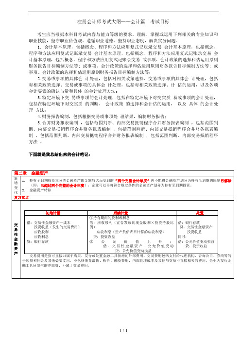 2017年注册会计师考试《会计》复习资料汇总