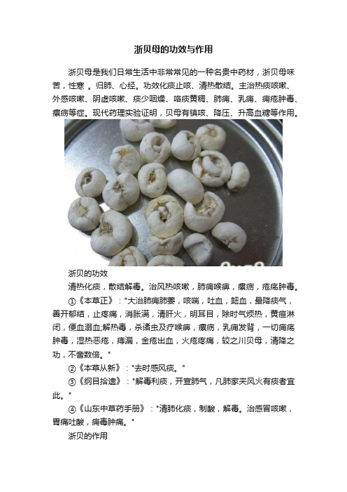 浙贝母的功效与作用