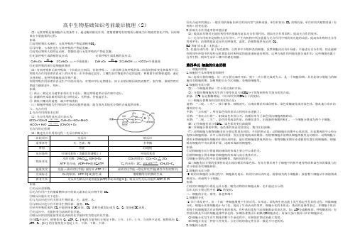 高中生物基础知识考前最后梳理(2)