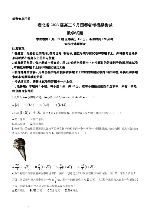 湖北省2023届高三5月国都省考模拟测试 数学试题及答案