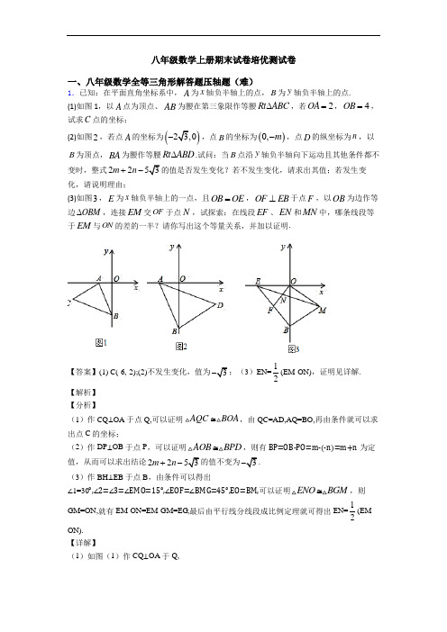 八年级数学上册期末试卷培优测试卷