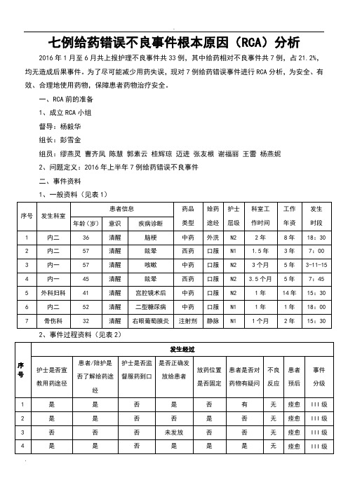 护理不良事件错误给药RCA分析报告