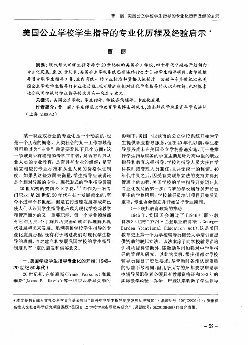 美国公立学校学生指导的专业化历程及经验启示