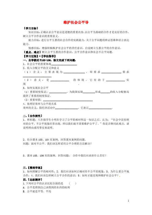 福建省南安市石井镇厚德中学八年级政治下册 9.2 维护