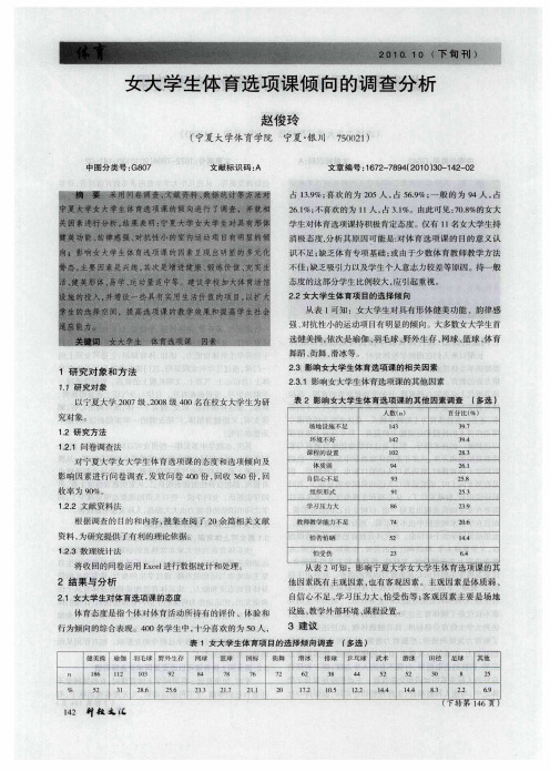 女大学生体育选项课倾向的调查分析