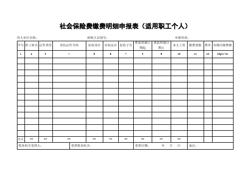 《社会保险费缴费明细申报表(适用职工个人)》