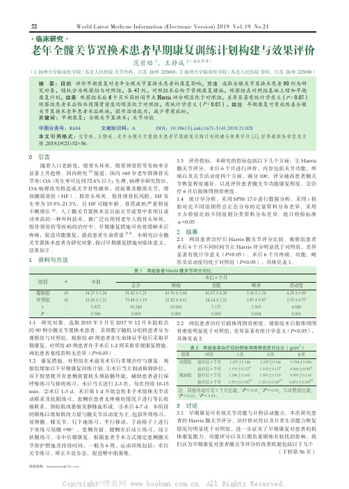 老年全髋关节置换术患者早期康复训练计划构建与效果评价