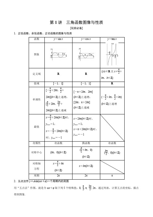 高中数学：三角函数图像与性质