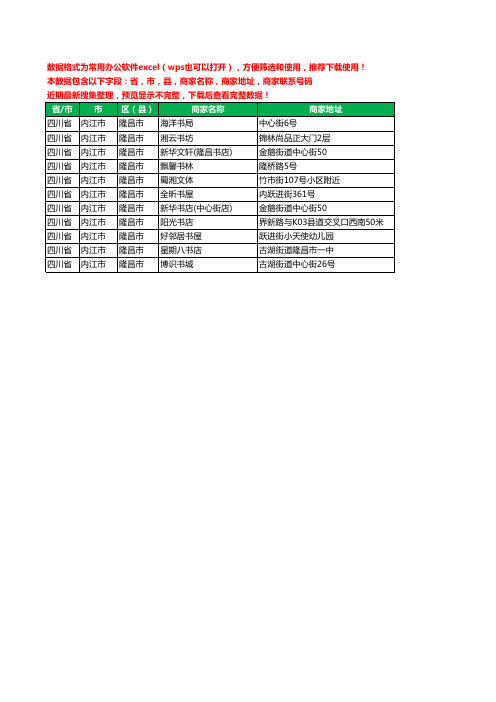 2020新版四川省内江市隆昌市书店工商企业公司商家名录名单联系电话号码地址大全11家