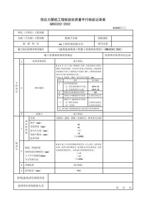 房建工程质量监理平行检验记录表(130张)6045