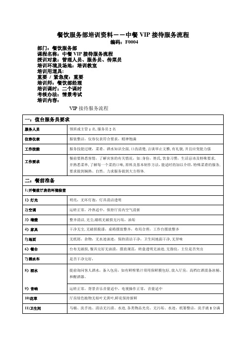 4、中餐VIP接待服务流程