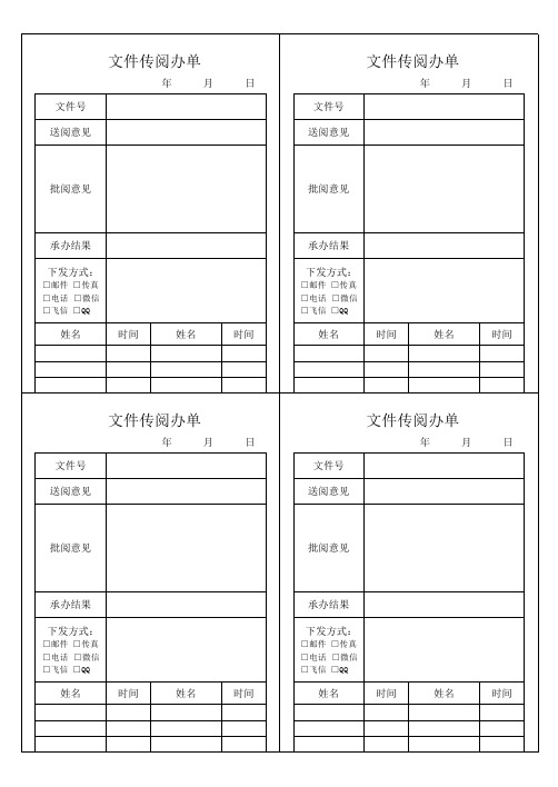 文件处理单、传阅单(两种)