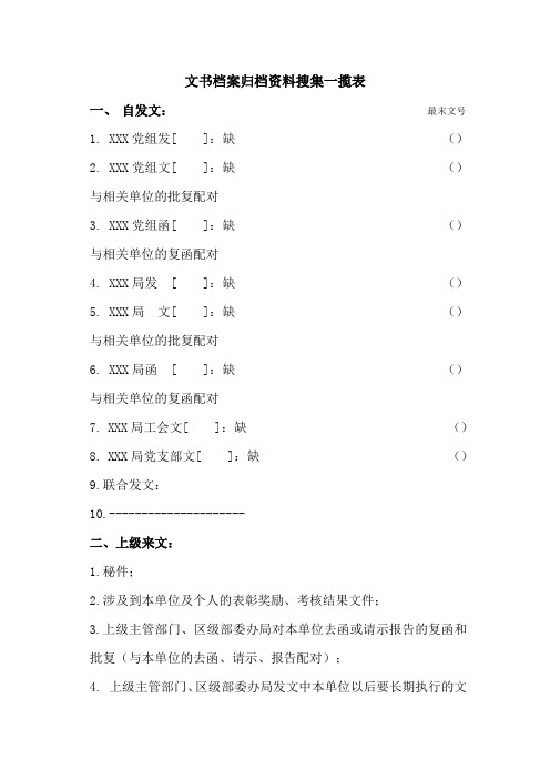 归档资料收集大全模板