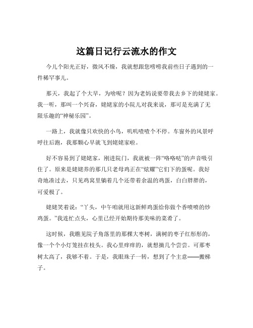 这篇日记行云流水的作文