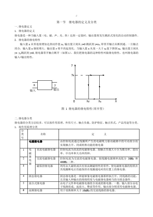 继电器基本原理知识汇总材料