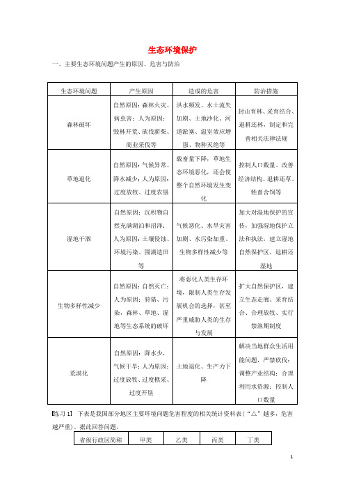 2019最新高中地理 第三章 生态环境保护复习提升学案 湘教版选修6